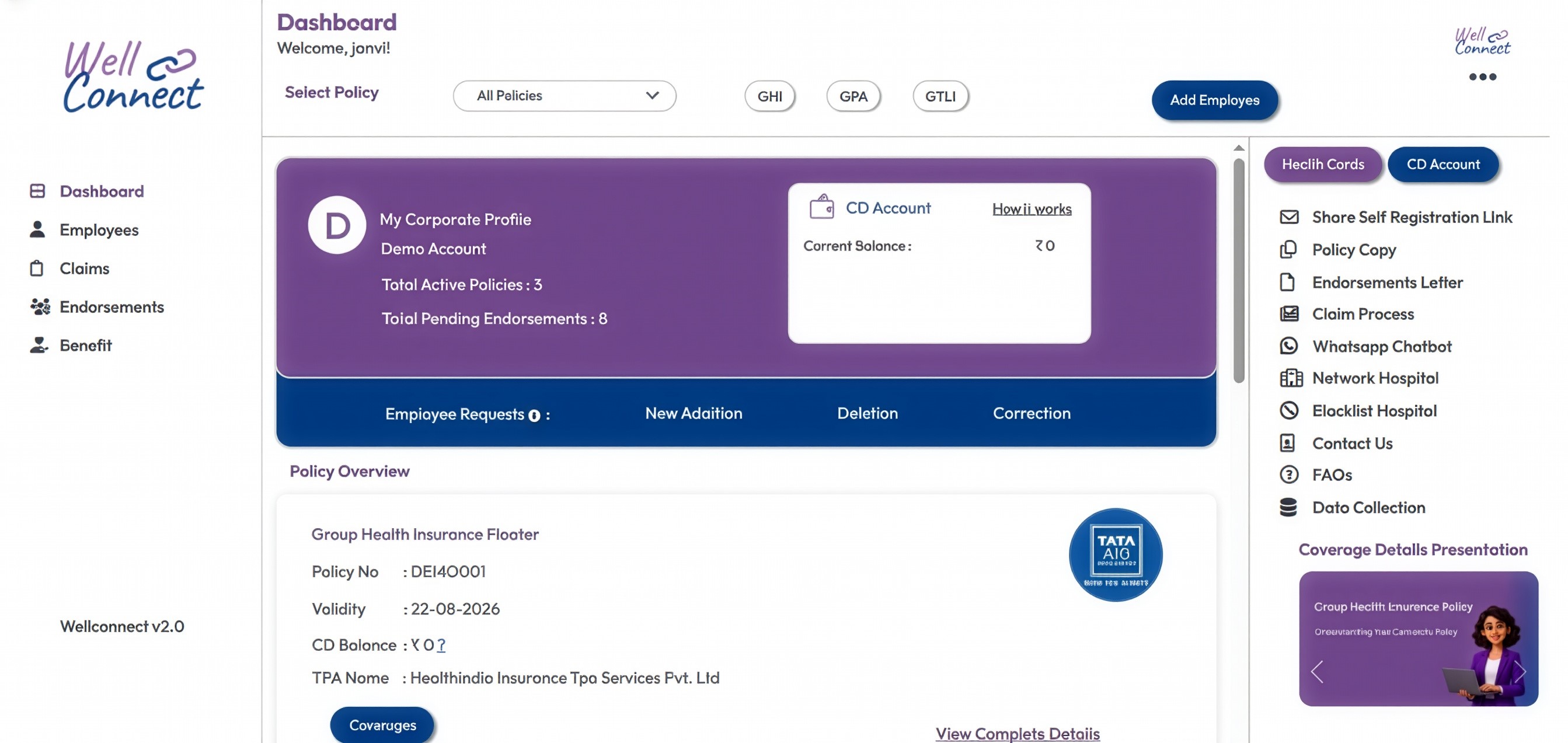WellConnect HR Dashboard