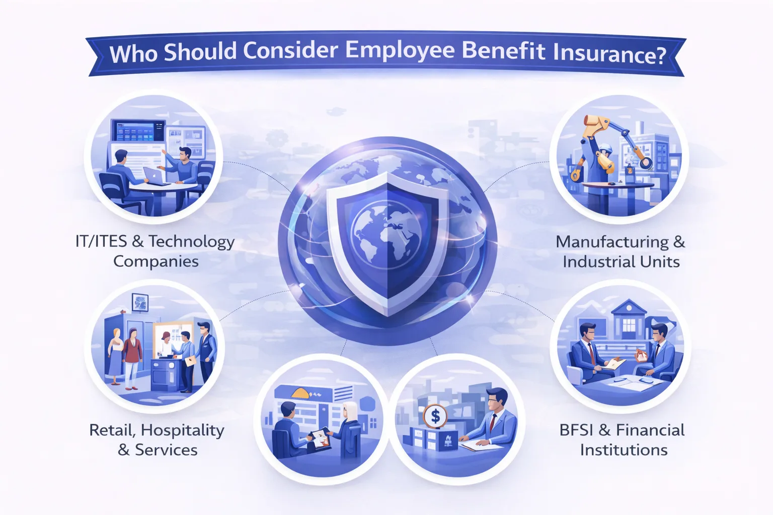 Diverse group of employees in an office setting, representing the need for inclusive benefit insurance.