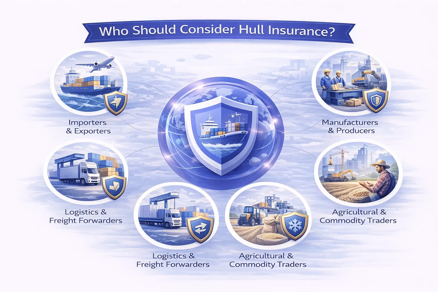 Image showing diverse businesses like importers, exporters, and manufacturers protecting their cargo