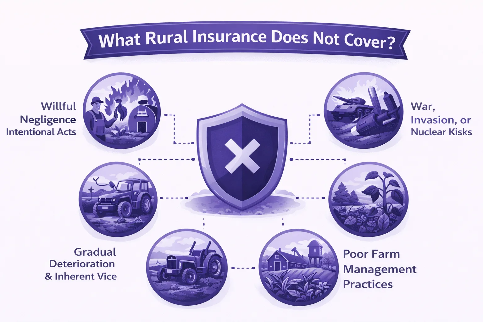 Farm with exclusion symbols overlay