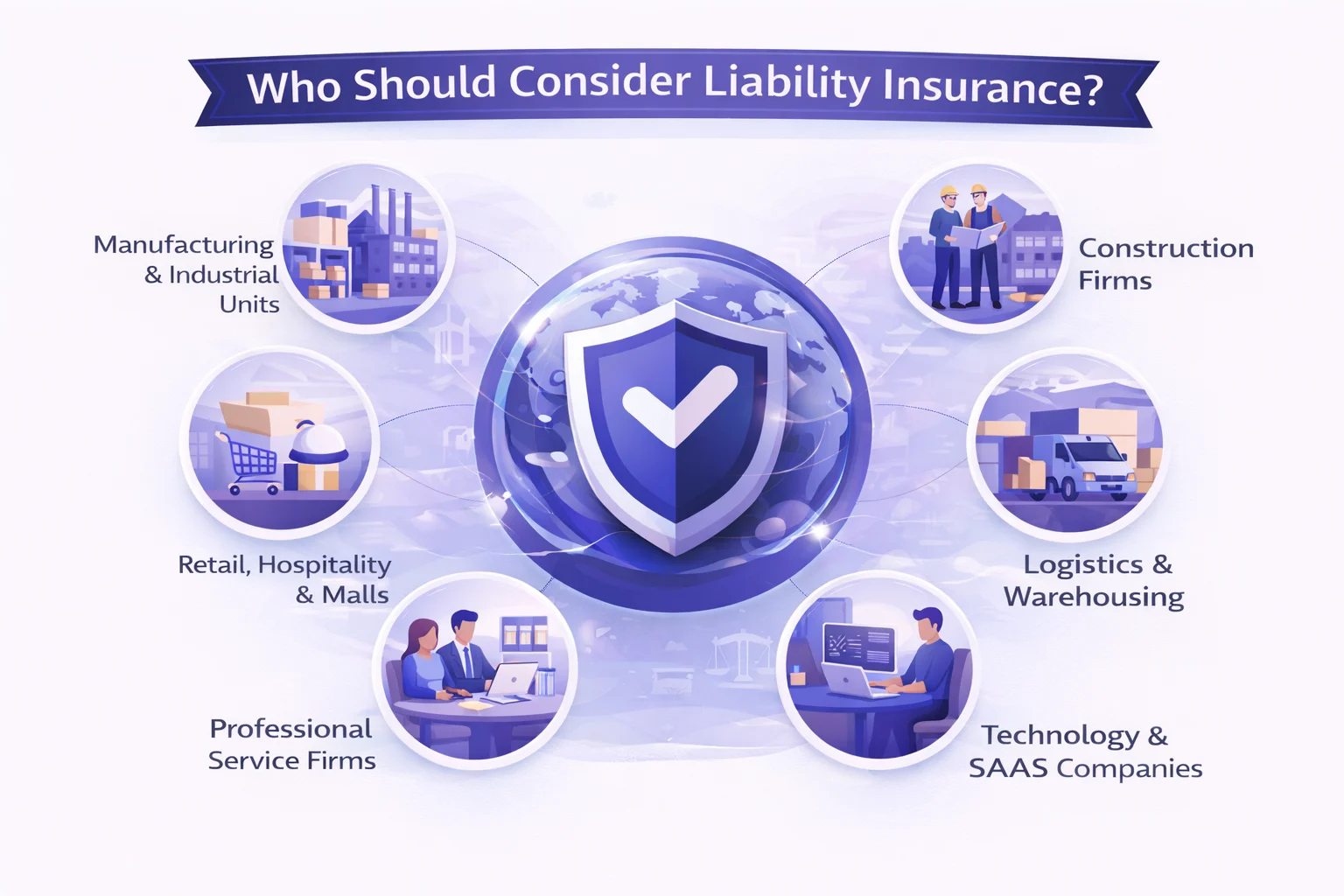 Business professionals discussing liability risks in a modern office environment.